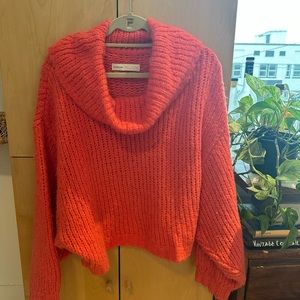Anthropologie coral chunky knit sweater